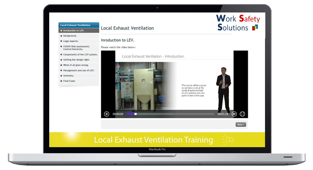 work safety solutions LEV screen